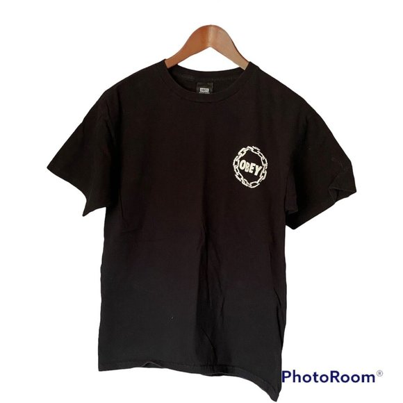 Obey Other - Obey Black Chain Link T-Shirt Size M Medium Men's Double Sided